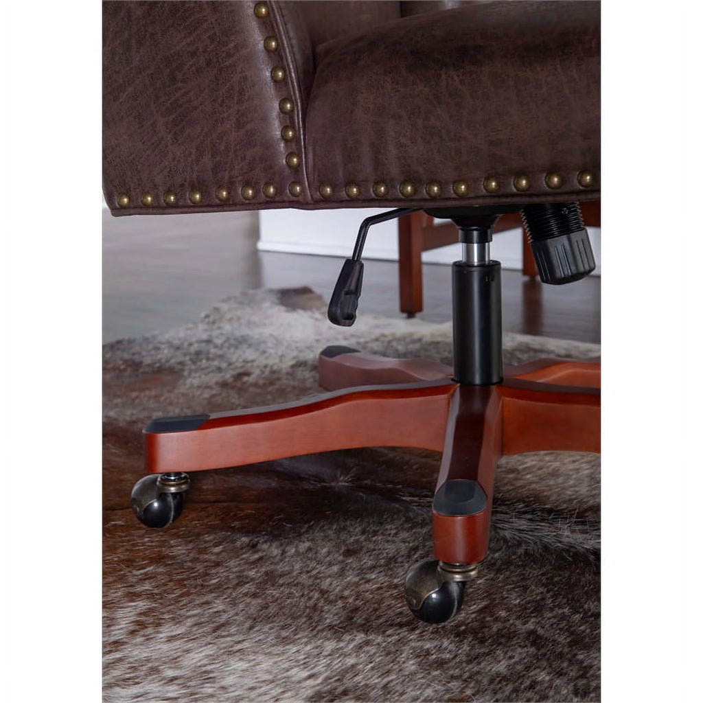 Wood Upholstered Office Chair in Brown T3691