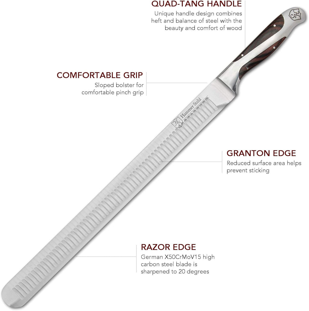 14-Inch Forged German High Carbon Steel Carving Knife with Pakkawood Handle U568
