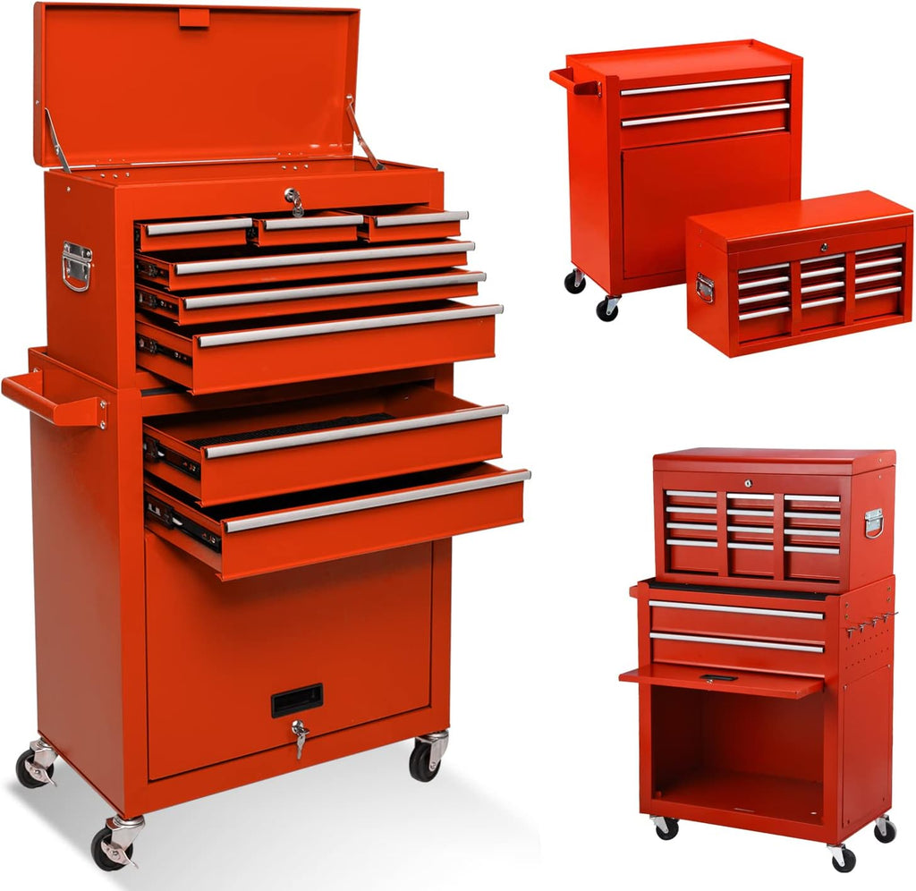 8 Drawer Rolling Tool Chest Storage Cabinet with Wheels V482529