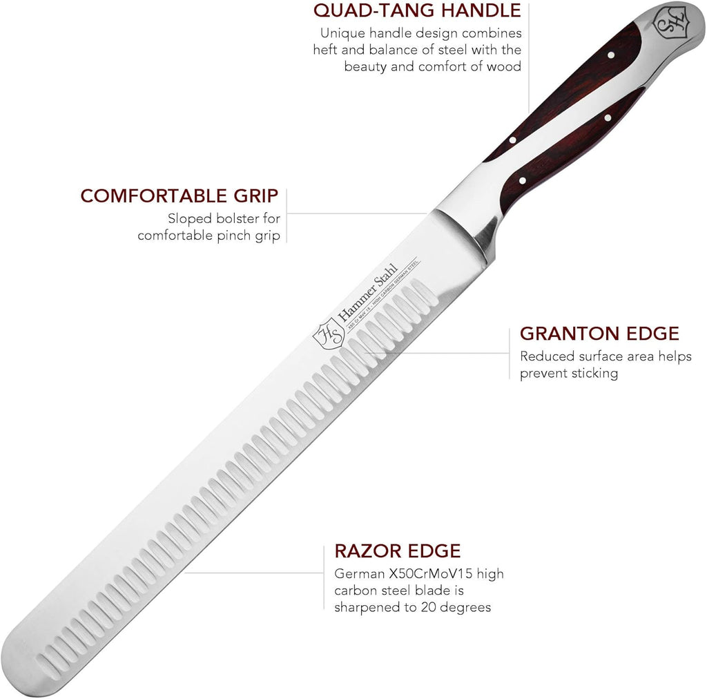 14-Inch Forged German High Carbon Steel Carving Knife with Pakkawood Handle U568