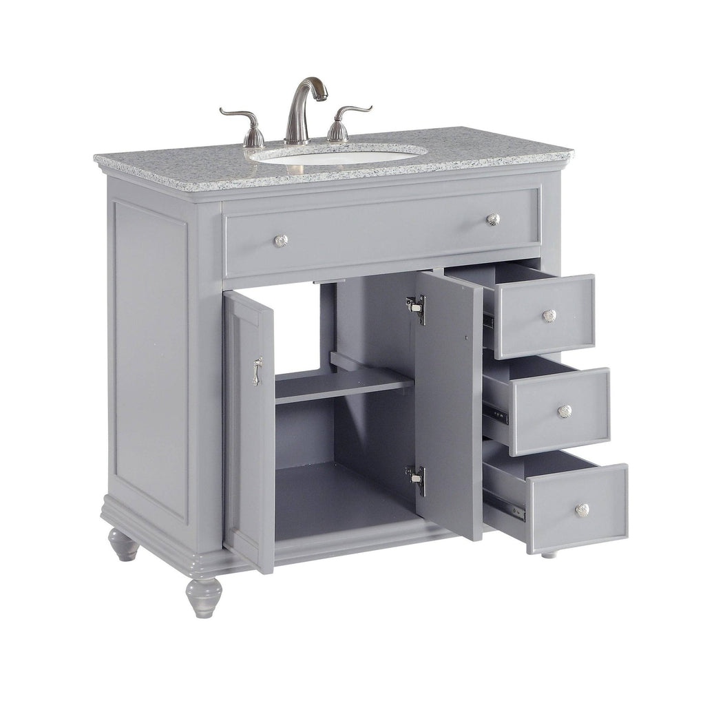 Grey 18 inch Bathroom Vanity Cabinet Set with Granite Top T2343