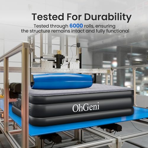 Queen Air Mattress with Built-in Pump, 18" Raised Inflatable Bed, Black P59178