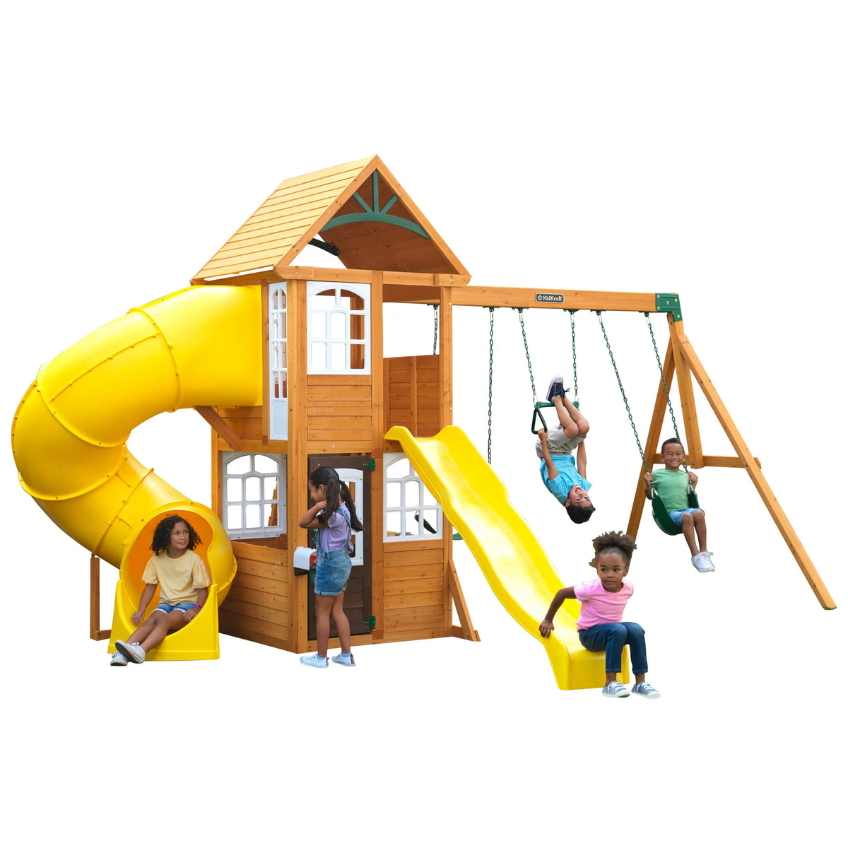 Wooden Swing Set with Slide and Play Kitchen V87360