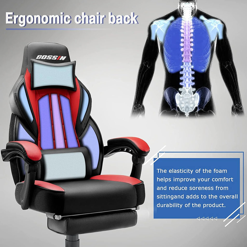 Gaming Chair with Footrest and Massage P43346