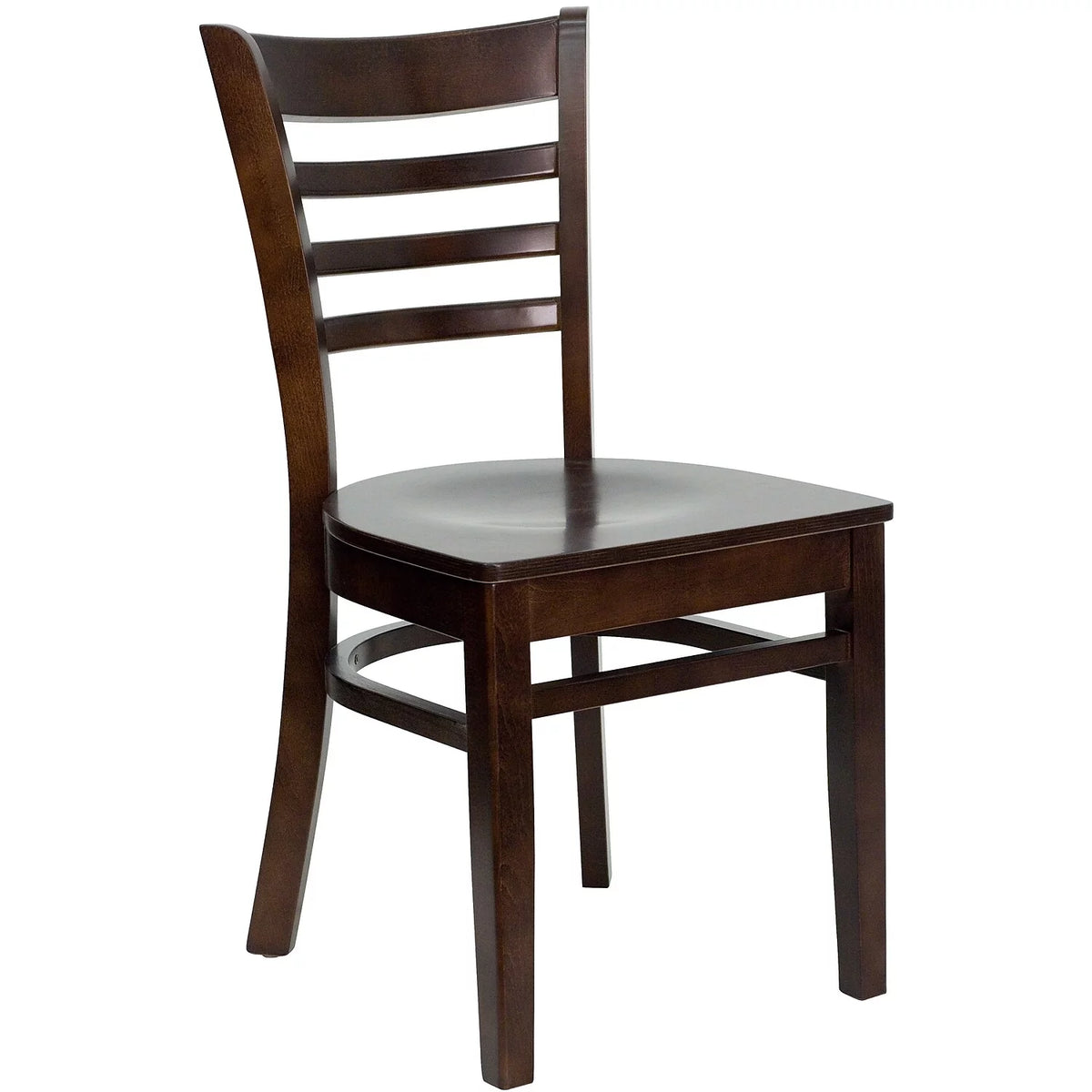 2 Pack Ladder Back Walnut Wood Chair X7848