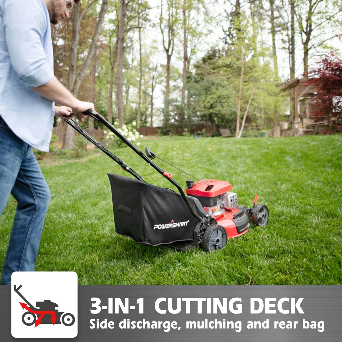 21-inch 3-in-1 Gas Self-Propelled Lawn Mower F2552