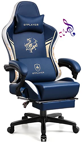 Blue Ergonomic Gaming Chair with Footrest R4799