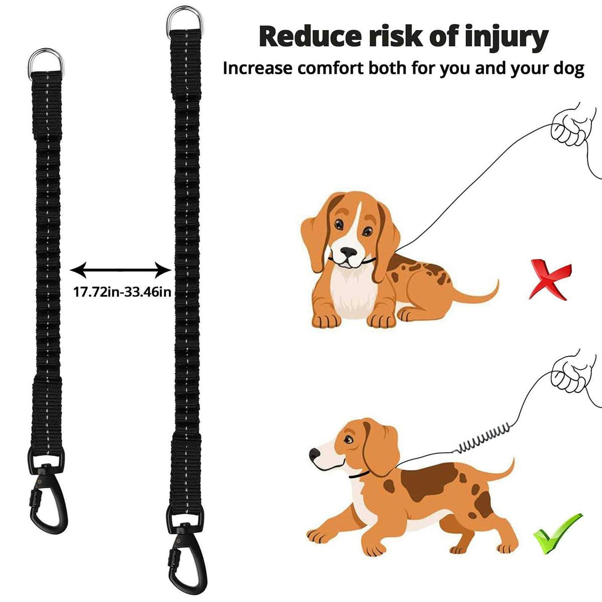 Heavy Duty Reflective Bungee Dog Leash J363238