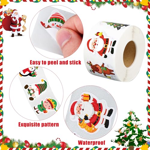 1200 Pcs Christmas Stickers Roll 1.5 Inch Self Adhesive 16 Designs H63349