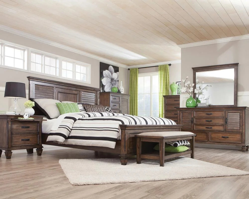 4-piece Eastern King Storage Bedroom Set Burnished Oak B8916