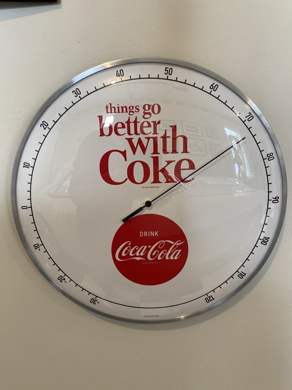 White Round Thermometer 12" Glass Face X1917
