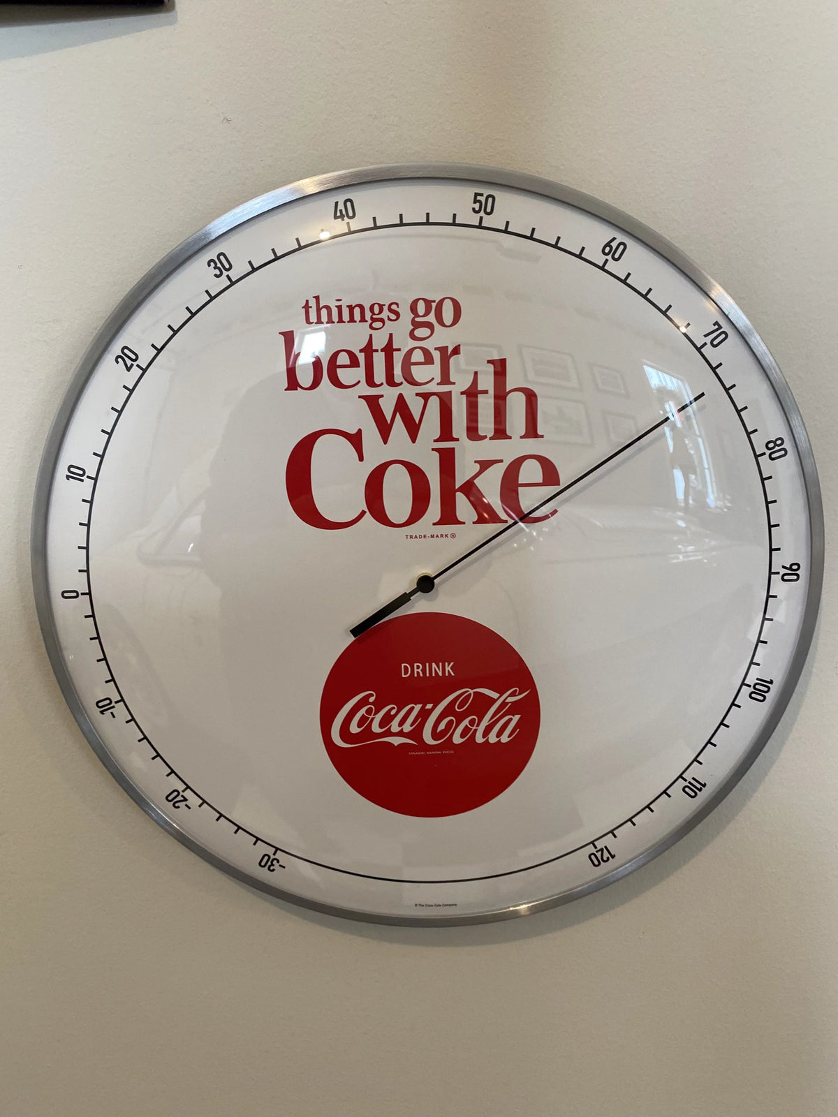 White Round Thermometer 12" Glass Face X1917
