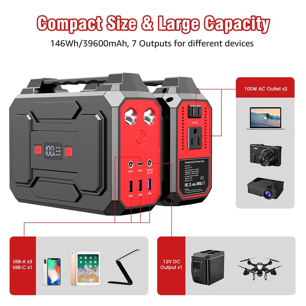 Portable Power Bank 146Wh AC 100W Black X247362