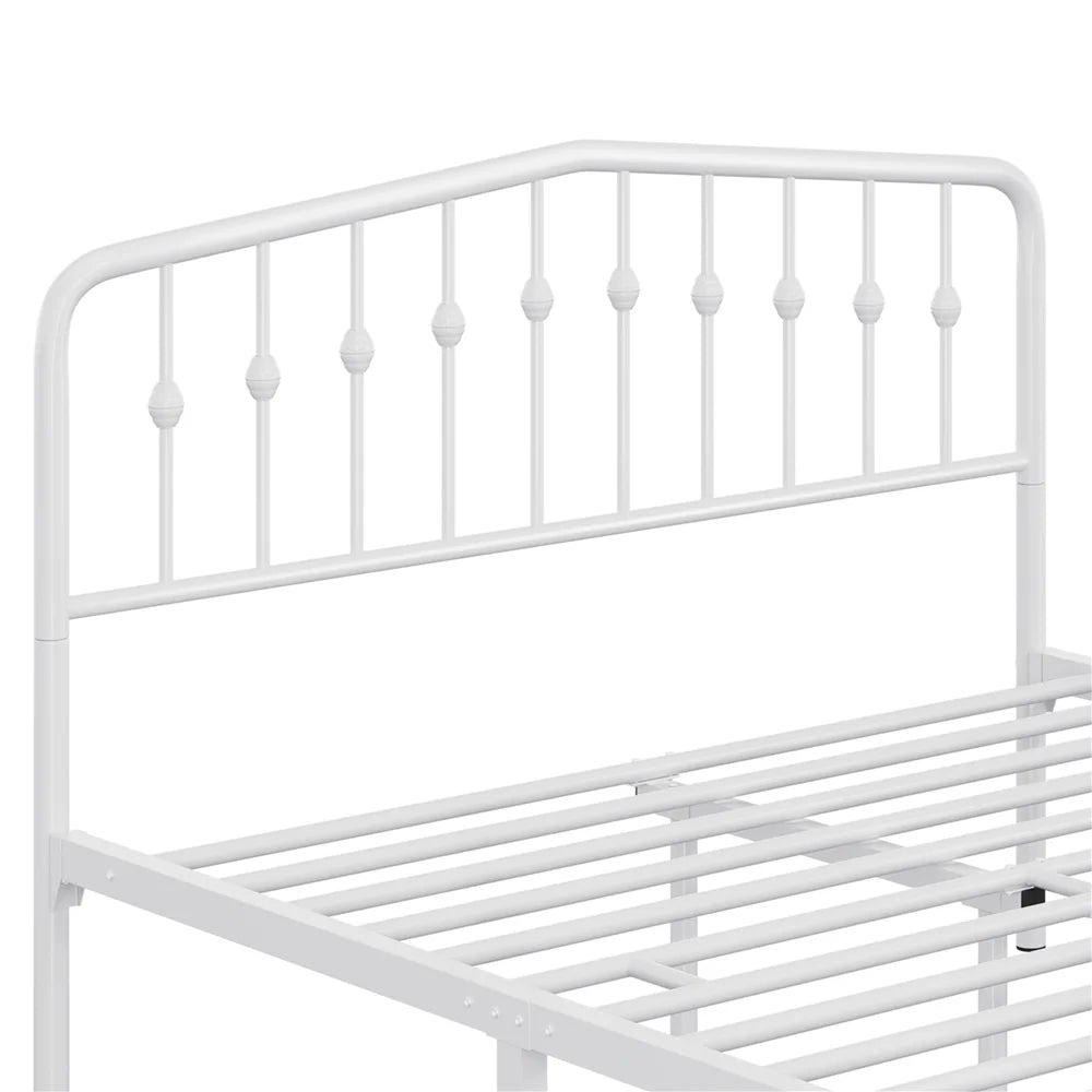 White Queen Metal Platform Bed with Arched Headboard J222384