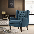 Linen Button Tufted Wingback Chair Blue C350329