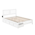 White Wood Queen Bed with Footboard and 2 Drawers I33621