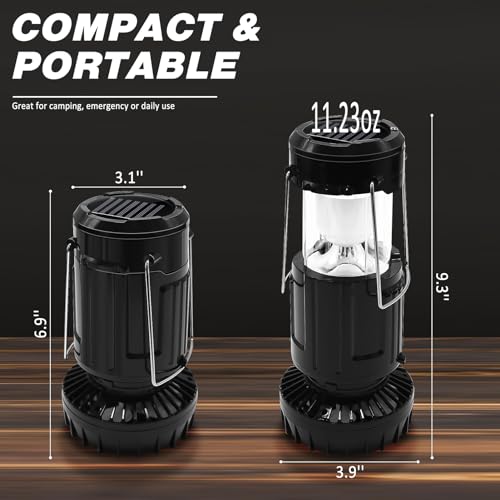2-Pack Collapsible Solar Camping Fan with Lantern D5635
