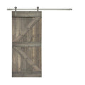 36 in. x 84 in. Gray Stained Knotty Pine Wood Interior Sliding Barn Door with Hardware Kit T220955