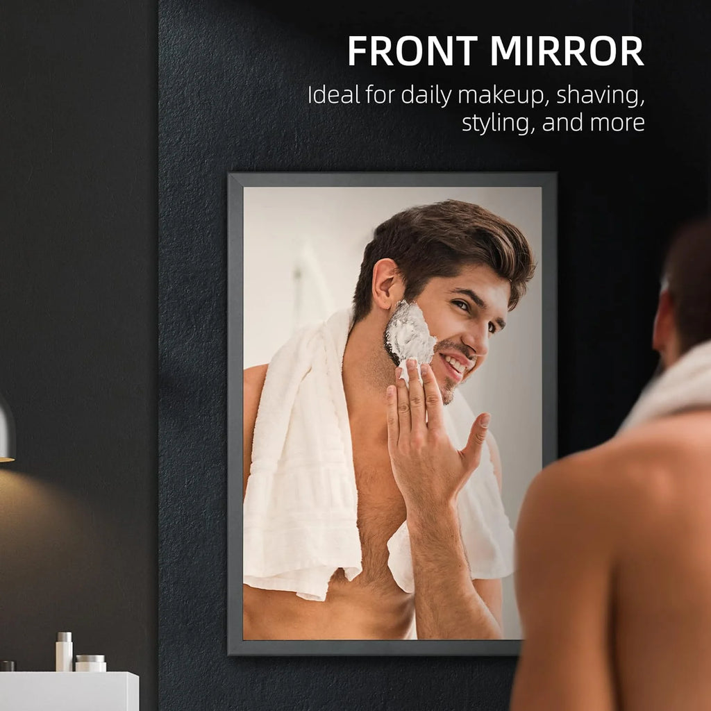 Black Stainless Steel Wall-Mounted Medicine Cabinet with Mirror T477777