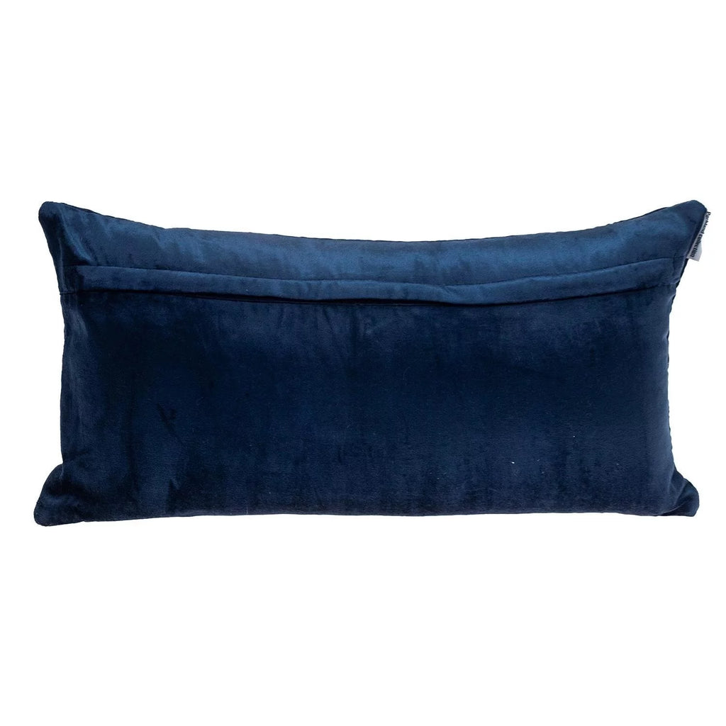 Navy Quilted Velvet Lumbar Pillow M805
