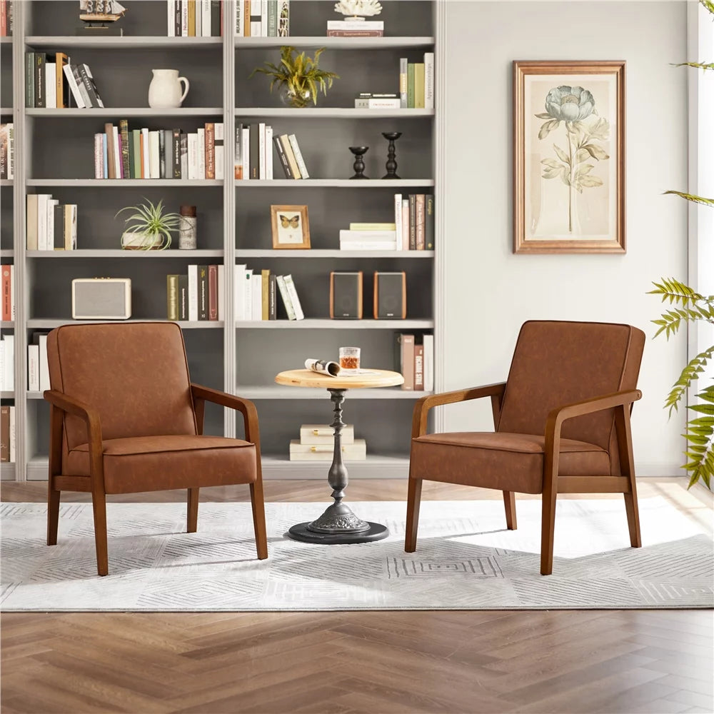 Light Brown Faux Leather Armchair U89396