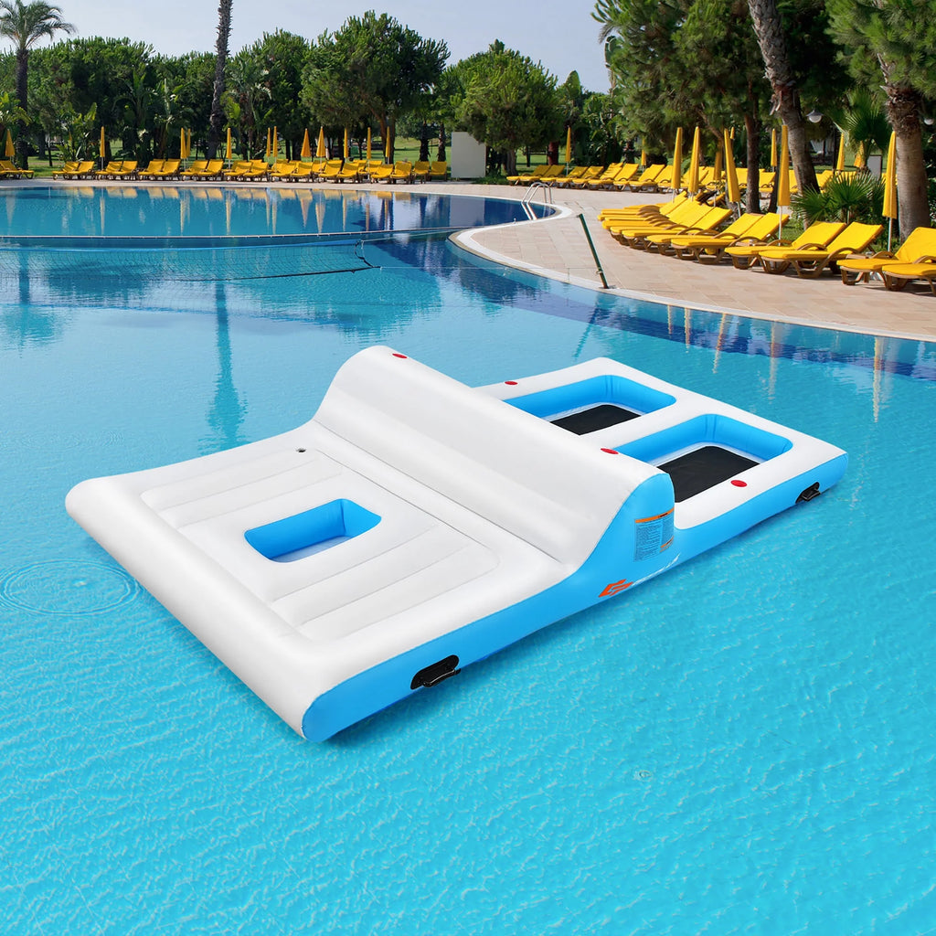 Inflatable Island Floating Lounge Raft with Electric Air Pump P241620