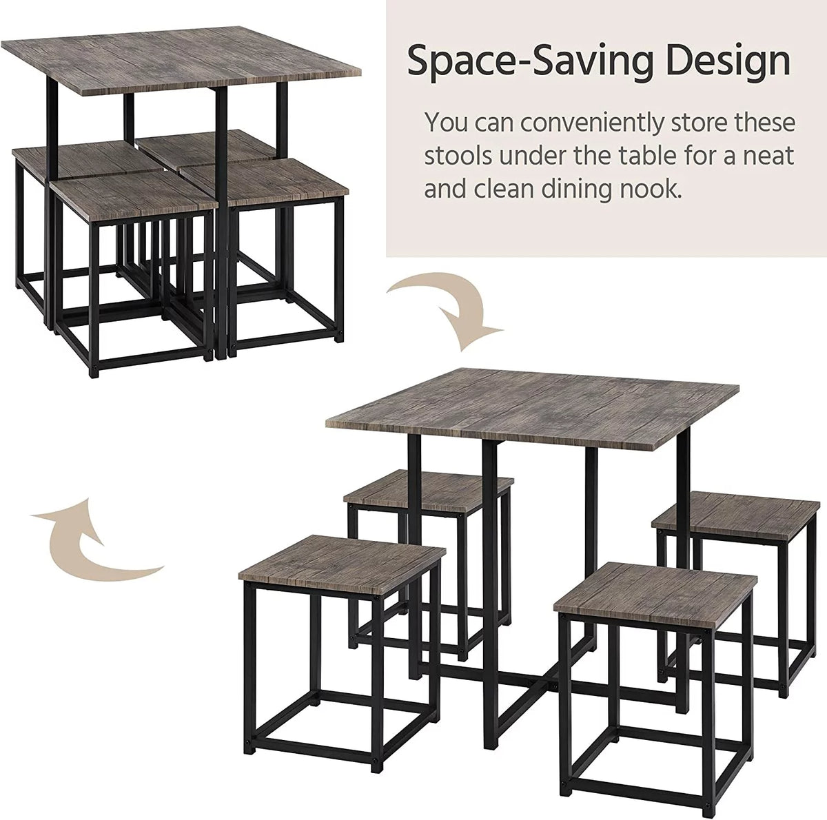 5-Piece Dining Table Set with 4 Stools G483410