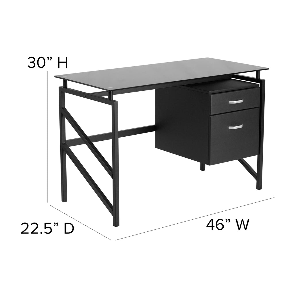 Glass Desk with Two Drawer Pedestal D6178