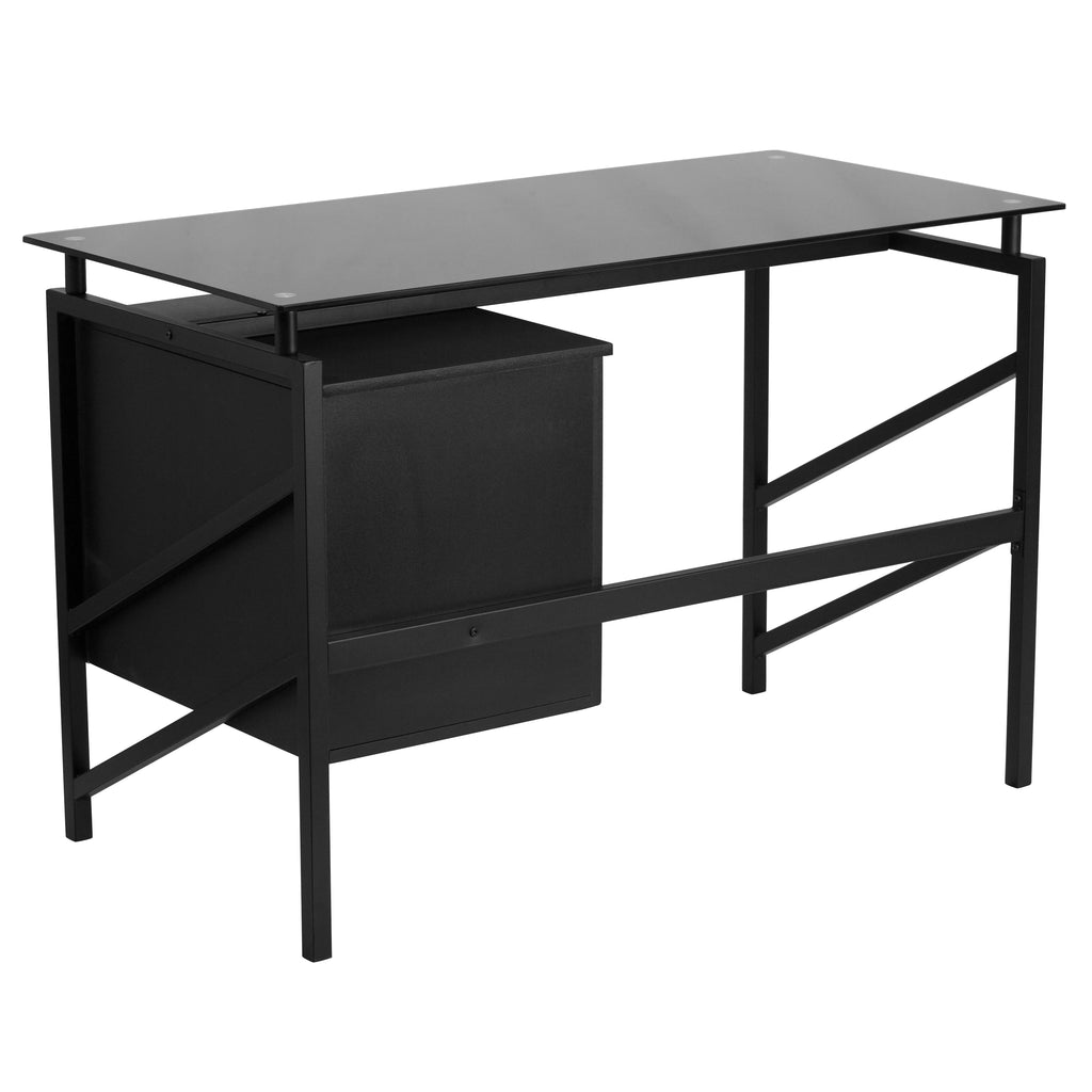 Glass Desk with Two Drawer Pedestal D6178