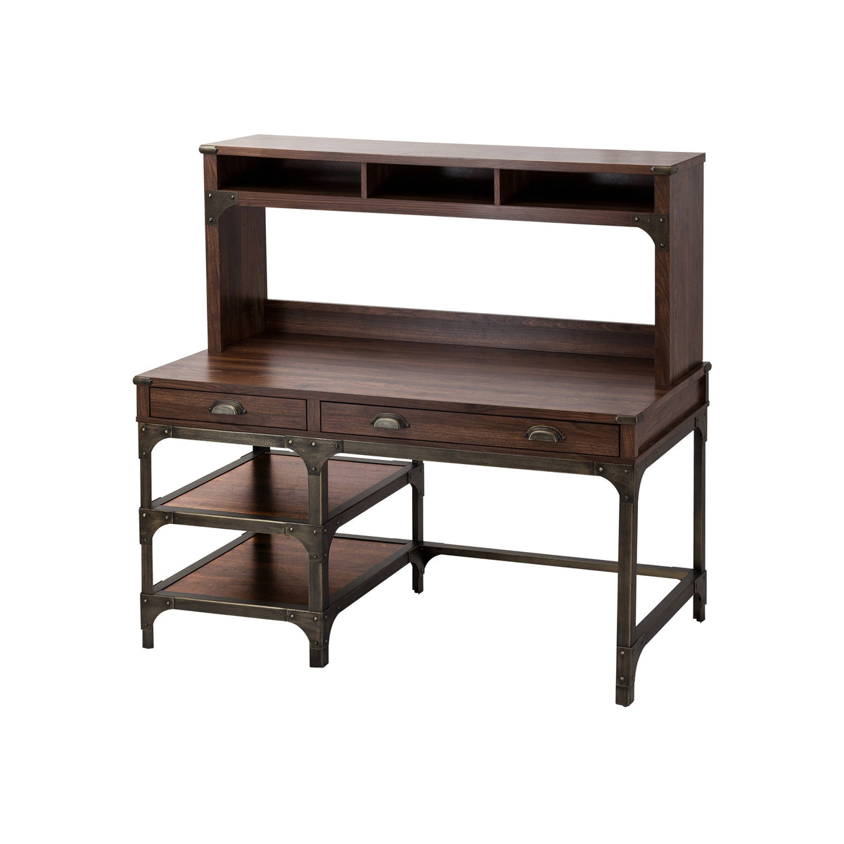 Walnut 53-inch Wood Desk Hutch A368