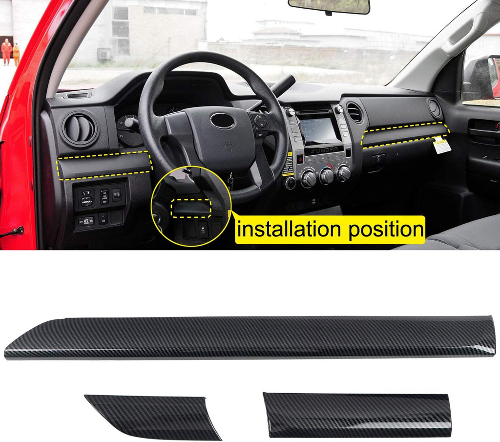 Toyota Tundra 2014-2021 Center Console Trim ABS Carbon Fiber Grain 3pcs P2176