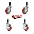 Red Polyurethane Caster Set of 4 I172660