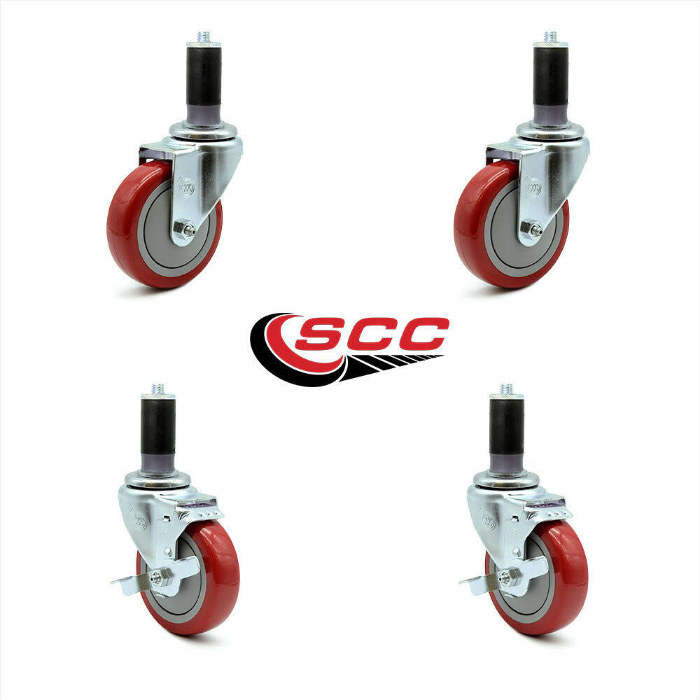 Red Polyurethane Caster Set of 4 I172660