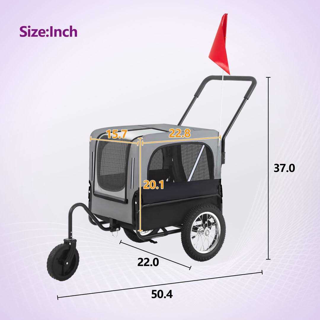 2-in-1 Dog Stroller Pet Bike Trailer Carrier D430749