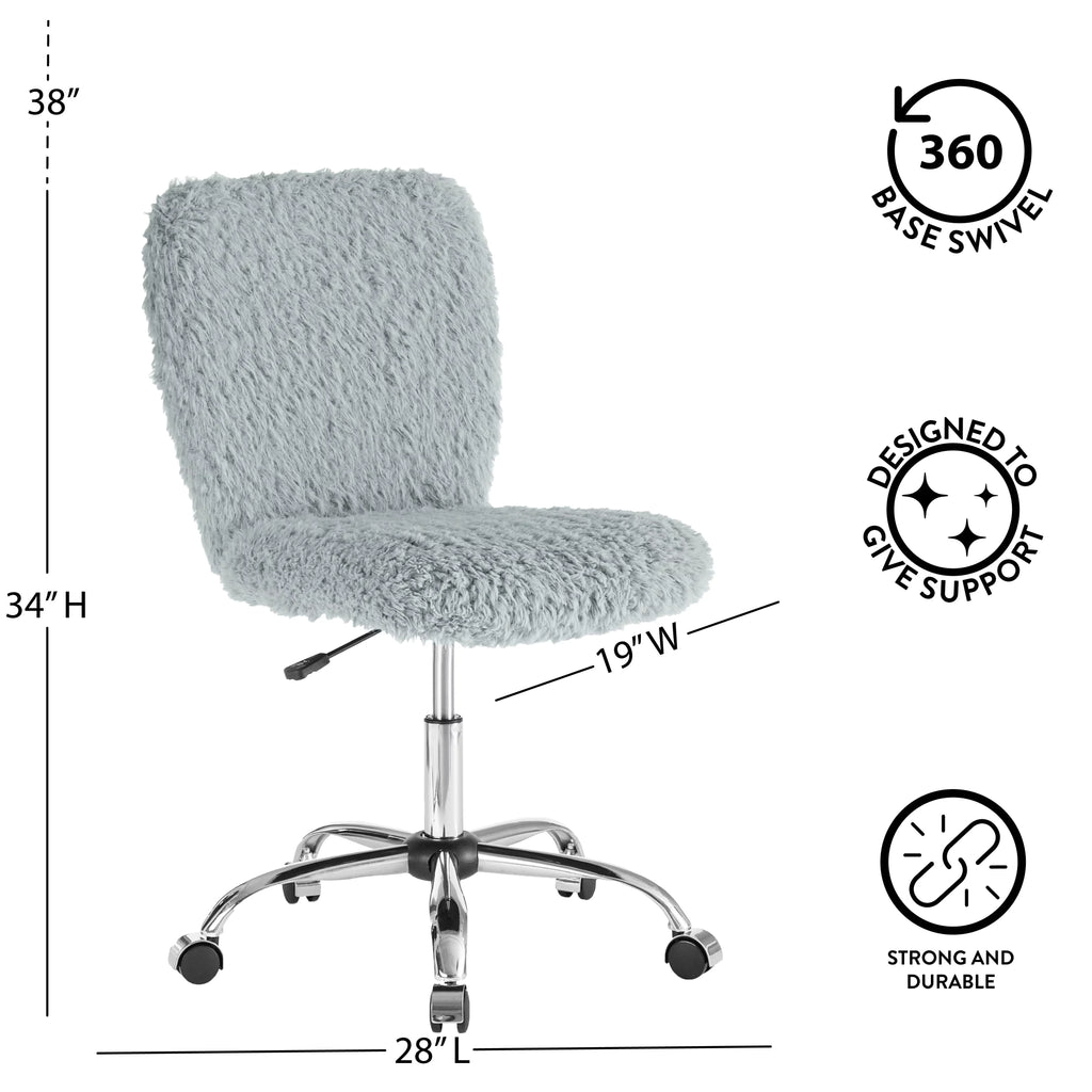 Gray Faux Fur Swivel Office Chair S1290