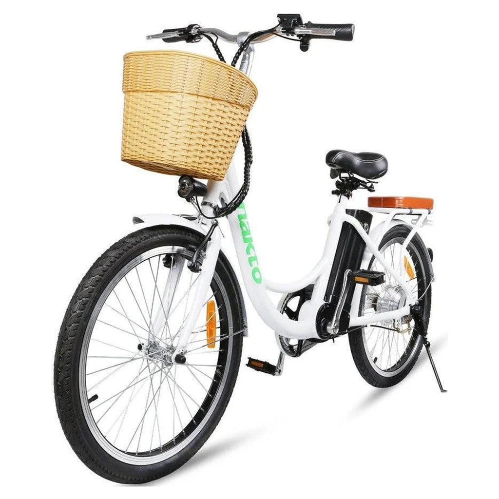 White 22in Electric Bike with Basket & LCD Screen T282195