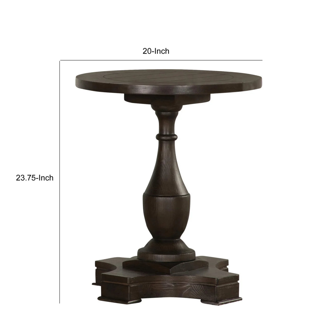 24 Inch Round Side End Table Dark Brown R8048