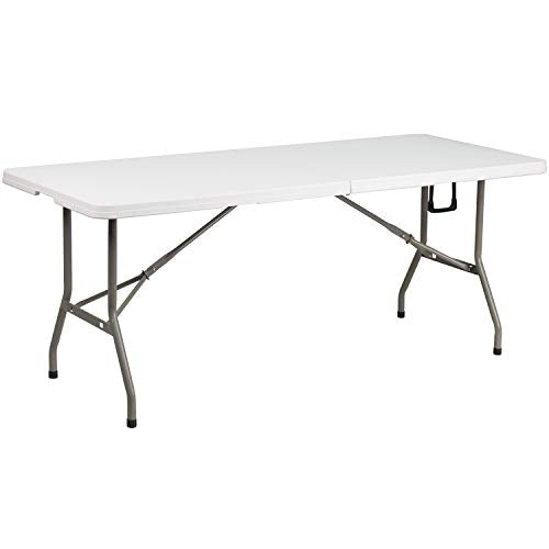 6' White Rectangular Plastic Folding Table V13969