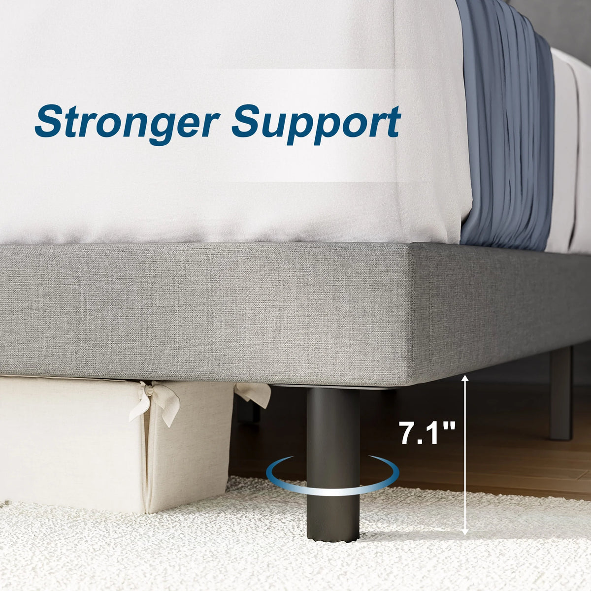 Queen Size Fabric Upholstered Platform Bed Frame T87214