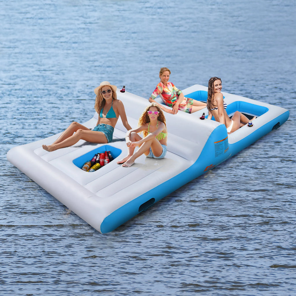 Inflatable Island Floating Lounge Raft with Electric Air Pump P241620