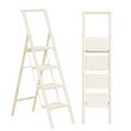 2 Step Ladder Portable Folding Step Stool with Anti-Slip Pedal, White, 300lbs U186