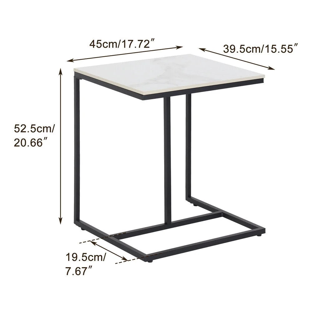 C Shaped Side Table Marble White Top K1028