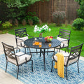5-Piece Outdoor Dining Set with Cushioned Chairs & Round Table O3670