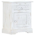 White Mango Wood Bedside Cabinet with Drawer and Door L6870
