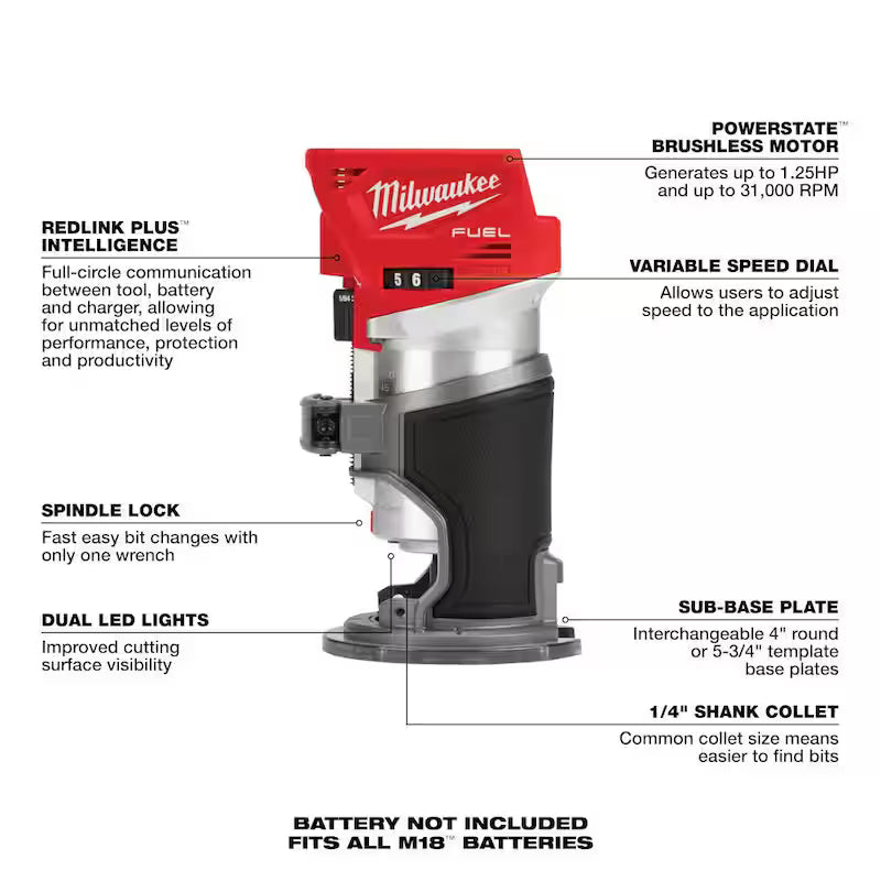 18V Lithium-Ion Brushless Cordless Compact Router G508258