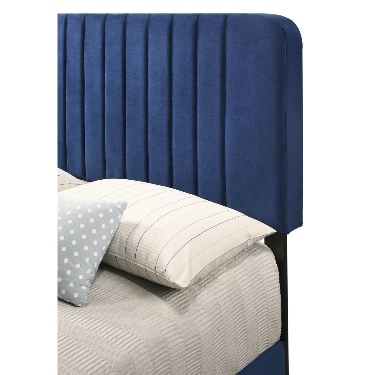 Navy Blue Velvet Upholstered Queen Bed K5613