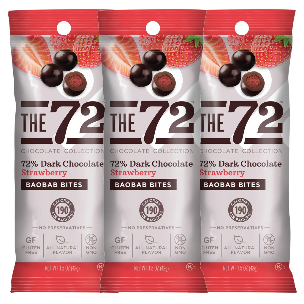 72% Dark Chocolate Strawberry Baobab Bites 1.5 oz K9516