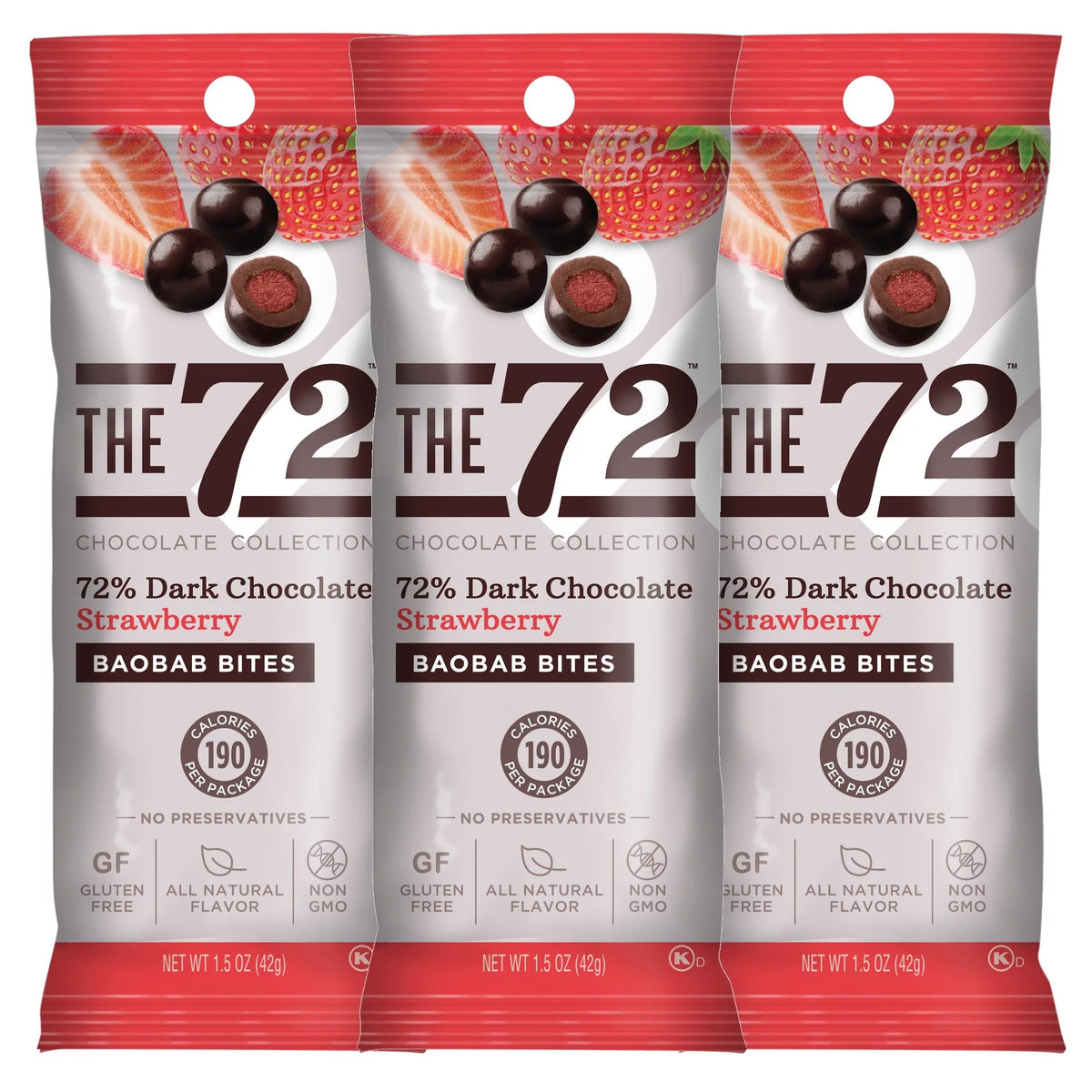 72% Dark Chocolate Strawberry Baobab Bites 1.5 oz K9516
