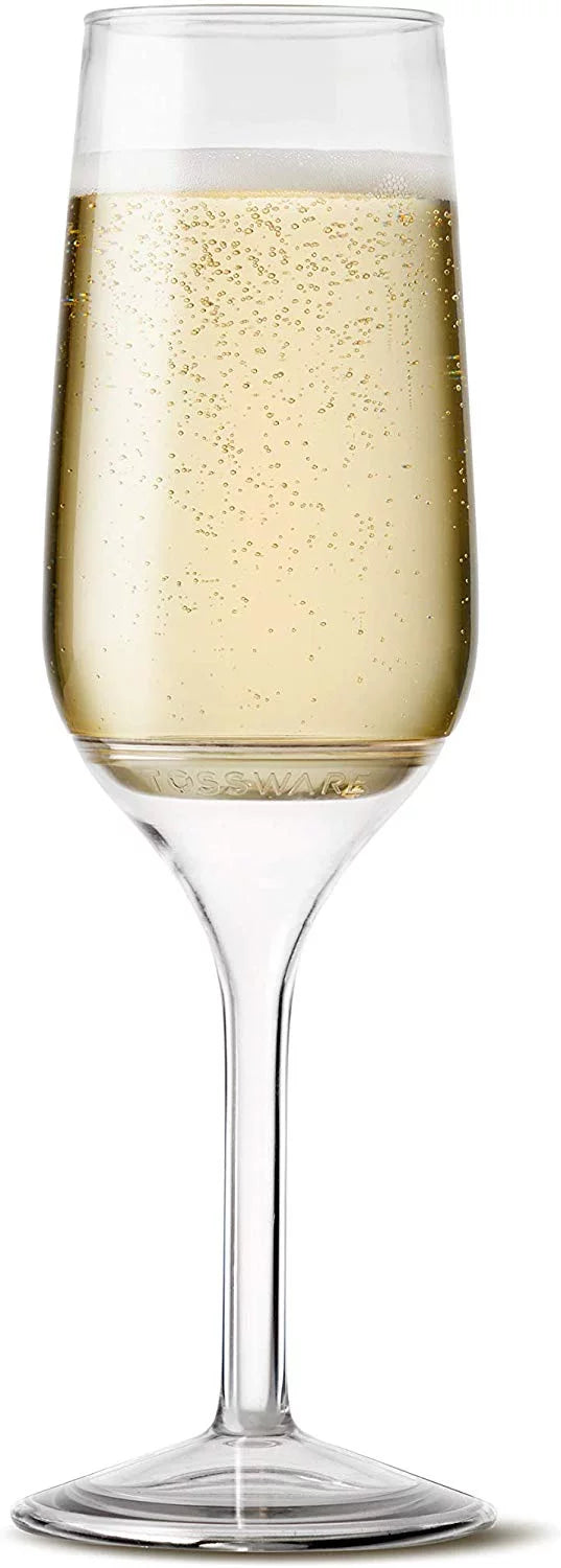 Clear Plastic 6oz Stemmed Flute Champagne Glass Set of 48 Y65891