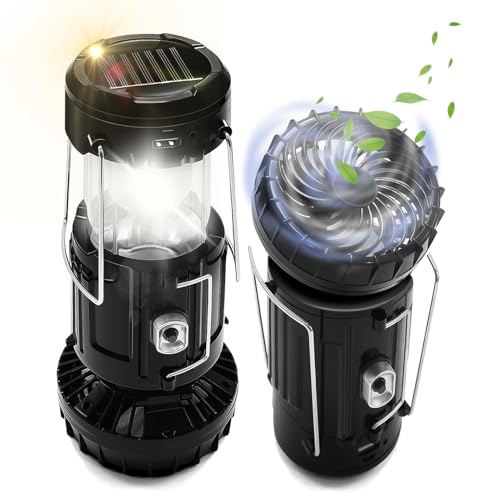 2-Pack Collapsible Solar Camping Fan with Lantern D5635